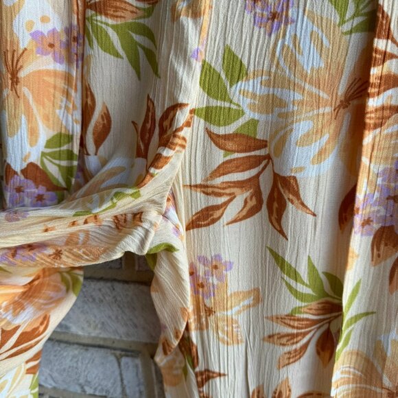 Billabong Floral Wide Leg Pants - Orange, Green, Pink - Picture 7 of 7